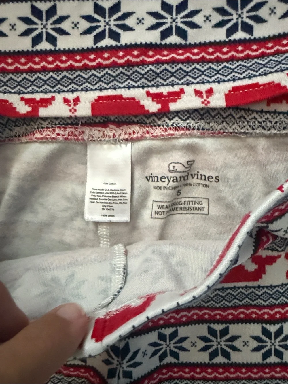 Vineyard Vines Red, Navy and White Fair Isle Kids Pajama Set